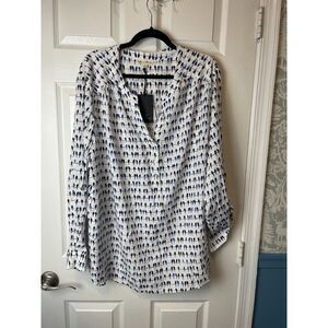Jane and Delancey White Bird Print Blouse - Size 3X (NWT)